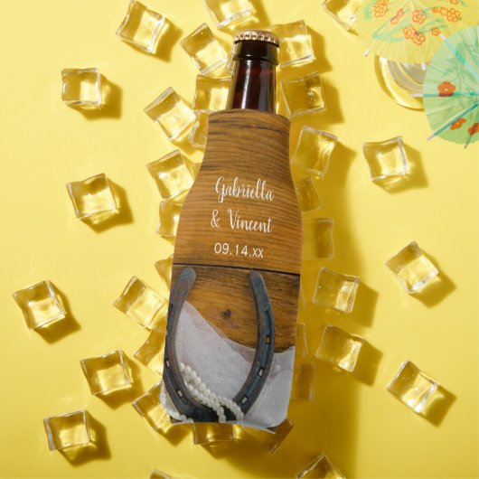 Horseshoe und Perlen Gastgeschenk Hochzeit Western Flaschenkühler (In Situ Sommer)