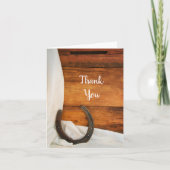Horseshoe und Satin Western Barn Wedding Vielen Da Dankeskarte (Vorderseite)