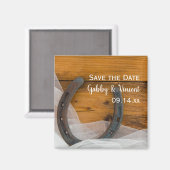 Horseshoe und Veil Country Wedding Save the Date Magnet (Vorderseite/Rückseite)