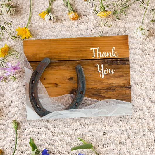 Horseshoe und Veil Western Barn Wedding Vielen Dan Postkarte