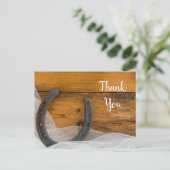 Horseshoe und Veil Western Barn Wedding Vielen Dan Postkarte (Stehend Vorderseite)