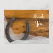 Horseshoe und Veil Western Barn Wedding Vielen Dan Postkarte (Vorderseite)