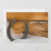 Horseshoe Veil Western Barn Post Wedding Brunch Einladung (Vorderseite)