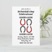 Horseshoe Viel Glück St Patrick's Day Horseshoe Einladung (Stehend Vorderseite)