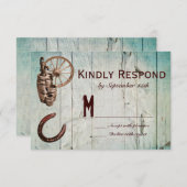 Horseshoe Wagon Wheel Barrel Wedding RSVP Cards (Vorne/Hinten)