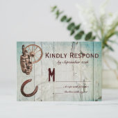 Horseshoe Wagon Wheel Barrel Wedding RSVP Cards Karte (Stehend Vorderseite)