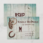 Horseshoe Wagon Wheel Barrel Wedding RSVP Cards Karte (Vorne/Hinten)
