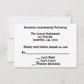 Horseshoe Wedding Reception UAWG Einladung (Rückseite)