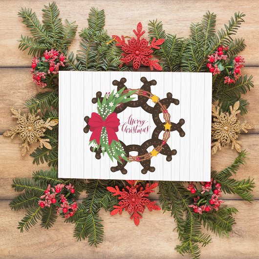 Horseshoe Weihnachtskranz Postkarte