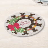 Horseshoe Weihnachtskranz Runder Pappuntersetzer (Angewinkelt)