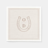 Horseshoe Western Country Brown Monogram Wedding Serviette (Vorderseite)