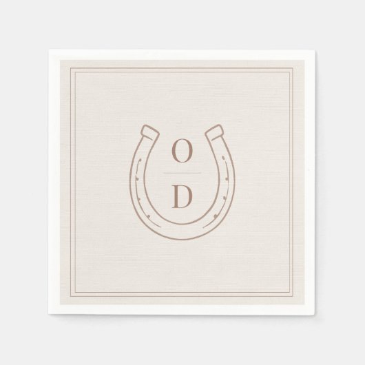 Horseshoe Western Country Brown Monogram Wedding Serviette (Vorderseite)