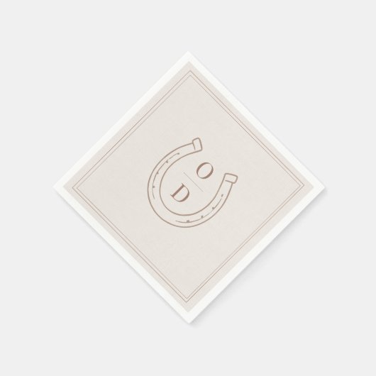 Horseshoe Western Country Brown Monogram Wedding Serviette (Ecke)