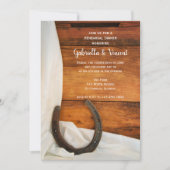 Horseshoe White Satin Western Probe Abendessen Einladung (Vorderseite)