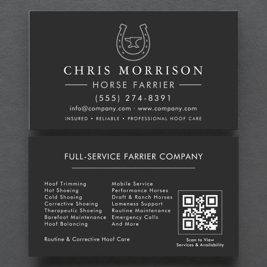 Horseshoeing Farrier QR Code Visitenkarte