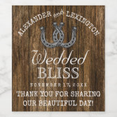 Horseshoes Barn Wood Rustic Country Ranch Hochzeit Weinetikett (Einzelnes Label)