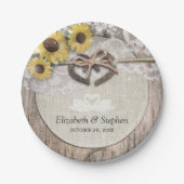 Horseshoes Burlap Lace Sunflowers Polterabend Pappteller (Vorderseite)