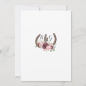 Horseshoes Floral Burgundy Pink Wedding Einladung (Rückseite)