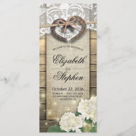 Horseshoes Hydrangea Blume Wood Country Wedding Programm