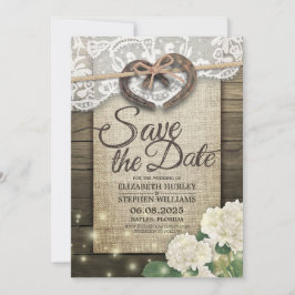 Horseshoes Hydrangea Country Hochzeit Save the Dat Date