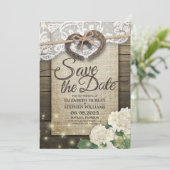 Horseshoes Hydrangea Country Hochzeit Save the Dat Date (Stehend Vorderseite)