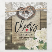 Horseshoes Hydrangea Lace Wedding jubelt Liebe Weinetikett (Einzelnes Label)