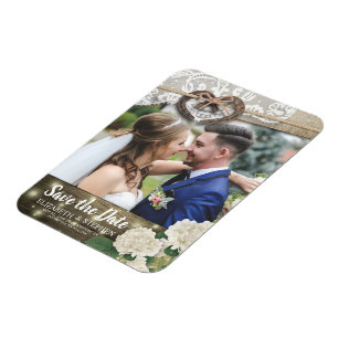 Horseshoes Hydrangea Wedding rettet das Date-Foto Magnet