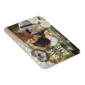 Horseshoes Hydrangea Wedding rettet das Date-Foto Magnet (Rechte Seite)