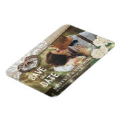 Horseshoes Hydrangea Wedding rettet das Date-Foto Magnet (Linke Seite)