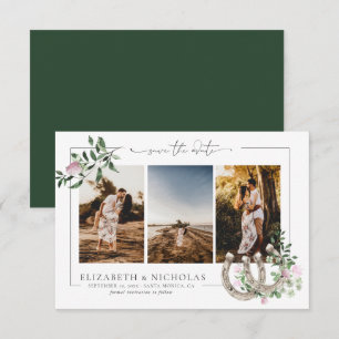 Horseshoes Kleeblatt Greenery   3 Foto Hochzeit Save The Date