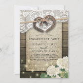Horseshos Burlap Lace Hydrangea Engagement Party Einladung (Vorderseite)