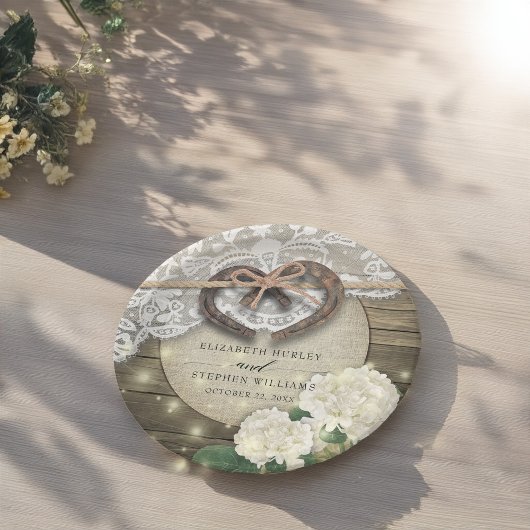 Horseshos Hydrangea Blume Rustikaler Polterabend Pappteller