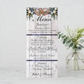 Horseshos, Ribbon & Lace - Blue Wedding Menükarte (Stehend Vorderseite)