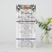 Horseshos, Ribbon & Lace - Blue Wedding Programm (Stehend Vorderseite)