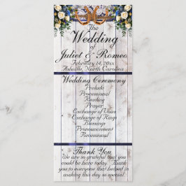 Horseshos, Ribbon & Lace - Blue Wedding Programm