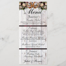 Horseshos, Ribbon & Lace - Burgundy Wedding Menükarte