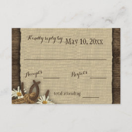 Horseshos und Daisies Rustikale Burlap-Reaktion RSVP Karte