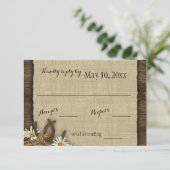 Horseshos und Daisies Rustikale Burlap-Reaktion RSVP Karte (Stehend Vorderseite)