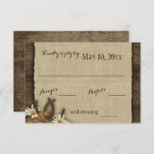 Horseshos und Daisies Rustikale Burlap-Reaktion RSVP Karte (Vorne/Hinten)