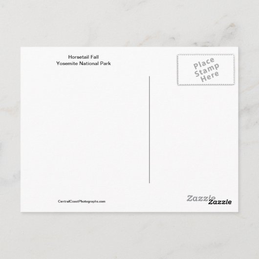 Horsetail Fall 'Feuerfall' Yosemite Postkarte (Rückseite)