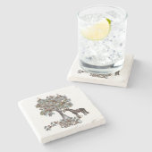 horsey Essen $ tree Diese Version hat mehr Blätter Steinuntersetzer (Seitenansicht)