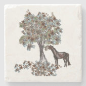 horsey Essen $ tree Diese Version hat mehr Blätter Steinuntersetzer (Vorderseite)