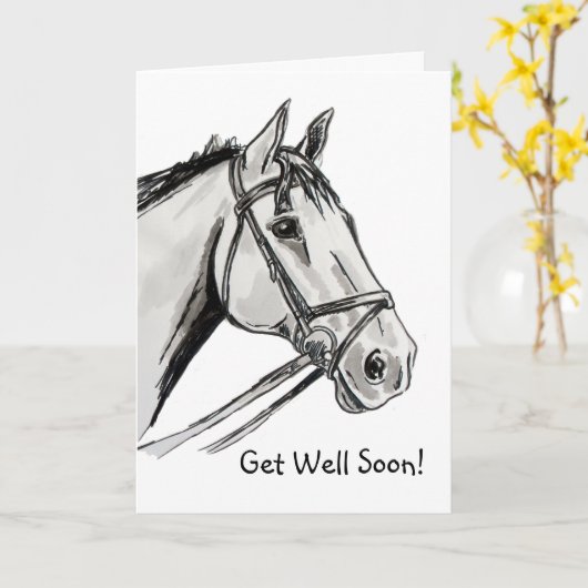 Horsey Get Well bald Karte (Gelbe Blume)