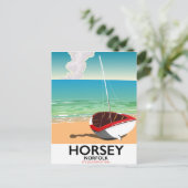 Horsey Norfolk Beach Reiseplakat Postkarte (Stehend Vorderseite)