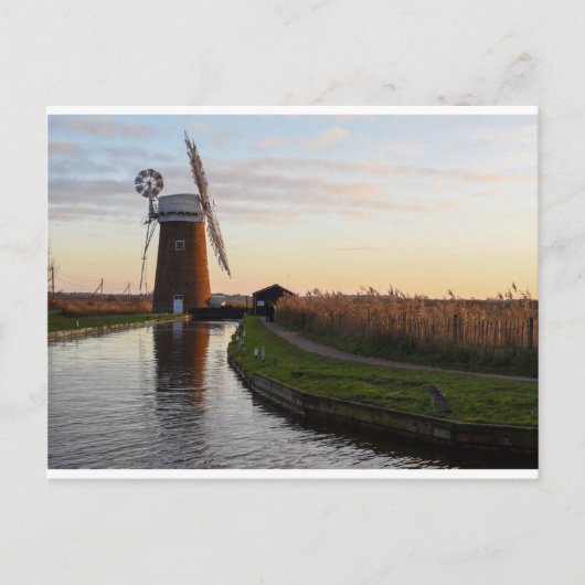Horsey Norfolk Broads Sonnenuntergang Postkarte (Vorderseite)