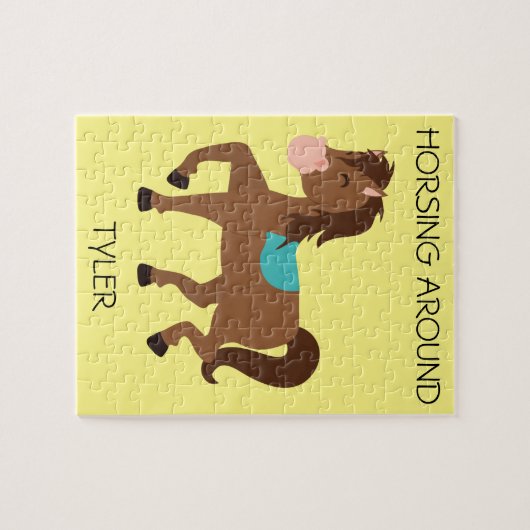 "Horsing Around" Puzzle mit individuelle Name. (Horizontal)