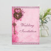 Hörsperre und Pink-Tastenhochzeit Einladung (Stehend Vorderseite)