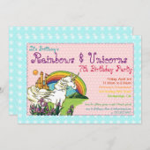 Hörsteine Rainbow and Unicorns Einladung (Vorne/Hinten)