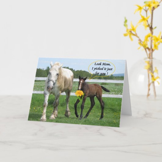 Horsy-Muttertag Karte (Gelbe Blume)