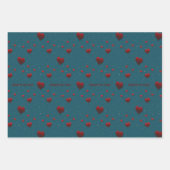Hört auf euch rotes Herz blaues Hintergrundmuster Geschenkpapier Set (Vorderseite 3)